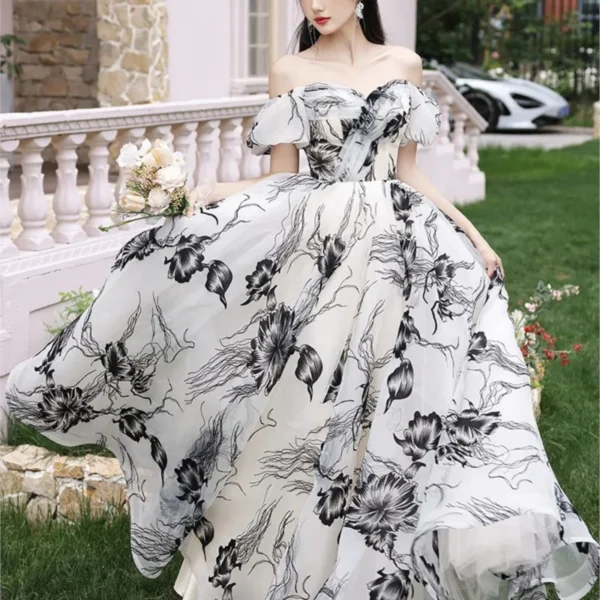 Host light luxury minority sense boob banqueting feminine mitzvah dress - Image 3