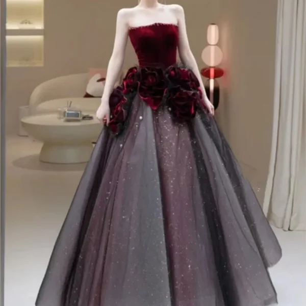 TOAST Clothing off-Shoulder Tube Top Temperament Red-Sense Skirt for Women - Image 3