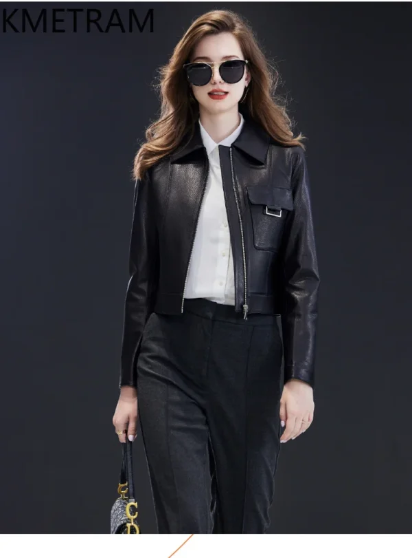 Genuine Leather Jacket Woman Real Sheepskin Short Jackets High Quality New in Outerwears Spring Women Clothing 2025 кожанка - Image 2