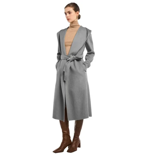 Luxury Cashmere Autumn Winter Women's Hooded Coat Camel Wool Classic Large Lapel Coat Outdoor Casual Warm Clothing Good quality - Image 2