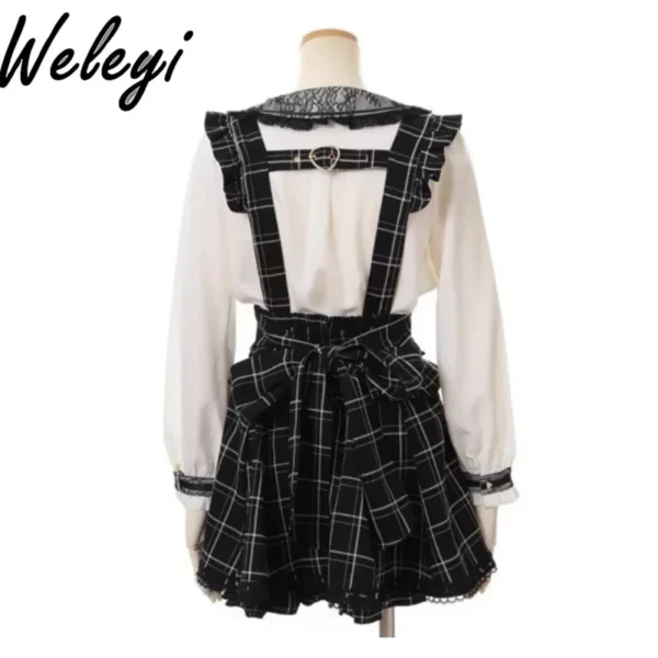 Sweet Camisas De Mujer Fashion Autumn Clothing Mine Long Sleeves Koszule I Bluzki Tops Cute Navy Collar Bow Lace Vintage Poleras - Image 3