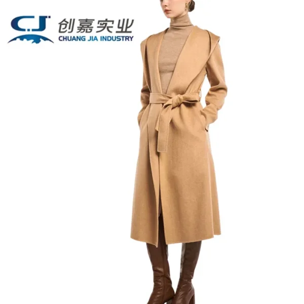 Luxury Cashmere Autumn Winter Women's Hooded Coat Camel Wool Classic Large Lapel Coat Outdoor Casual Warm Clothing Good quality