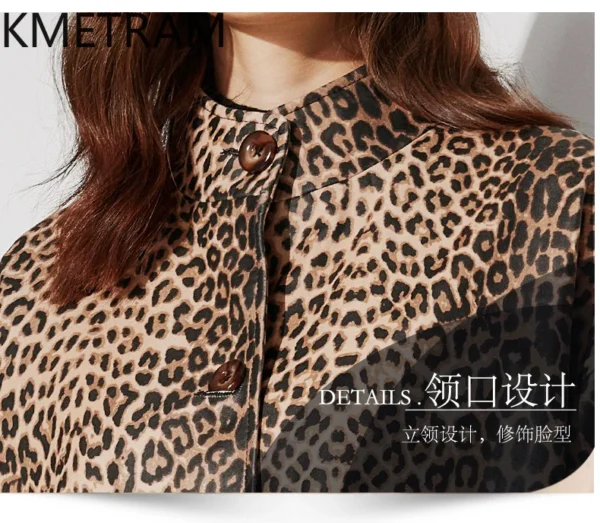 Genuine Leather Jacket Woman Real Sheepskin Long Jackets Fashion Leopard Print Leather Trench Coat Spring Women Clothing 2025 봄동 - Image 4