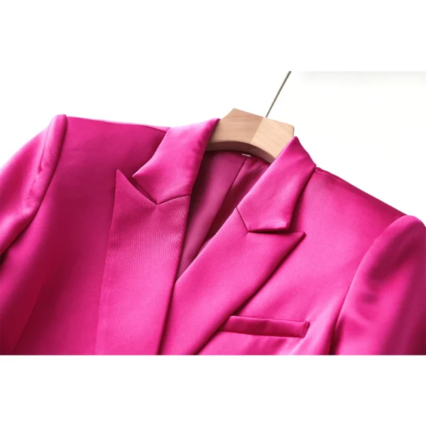 Smooth Satin Fabric Fusicha 3PCS Blazer Suit Fashion Elegant Street Mini Skirt Women Quality Clothing - Image 2