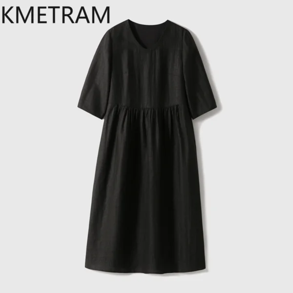 KMETRAM 100% Mulberry Silk Dress Women V-Neck Luxury New in Dresses Woman Clothing 2025 Summer High Quality Vestidos De Mujer - Image 5